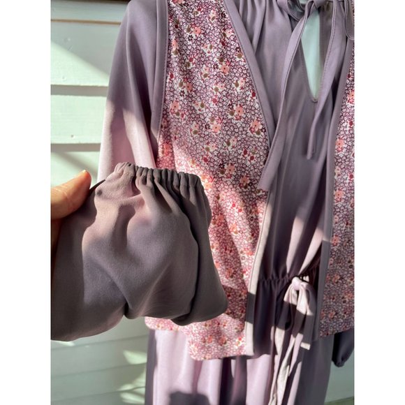 Vintage 1970s Sears Dress with Vest Mauve Poly knit Size 18 - Picture 8 of 16